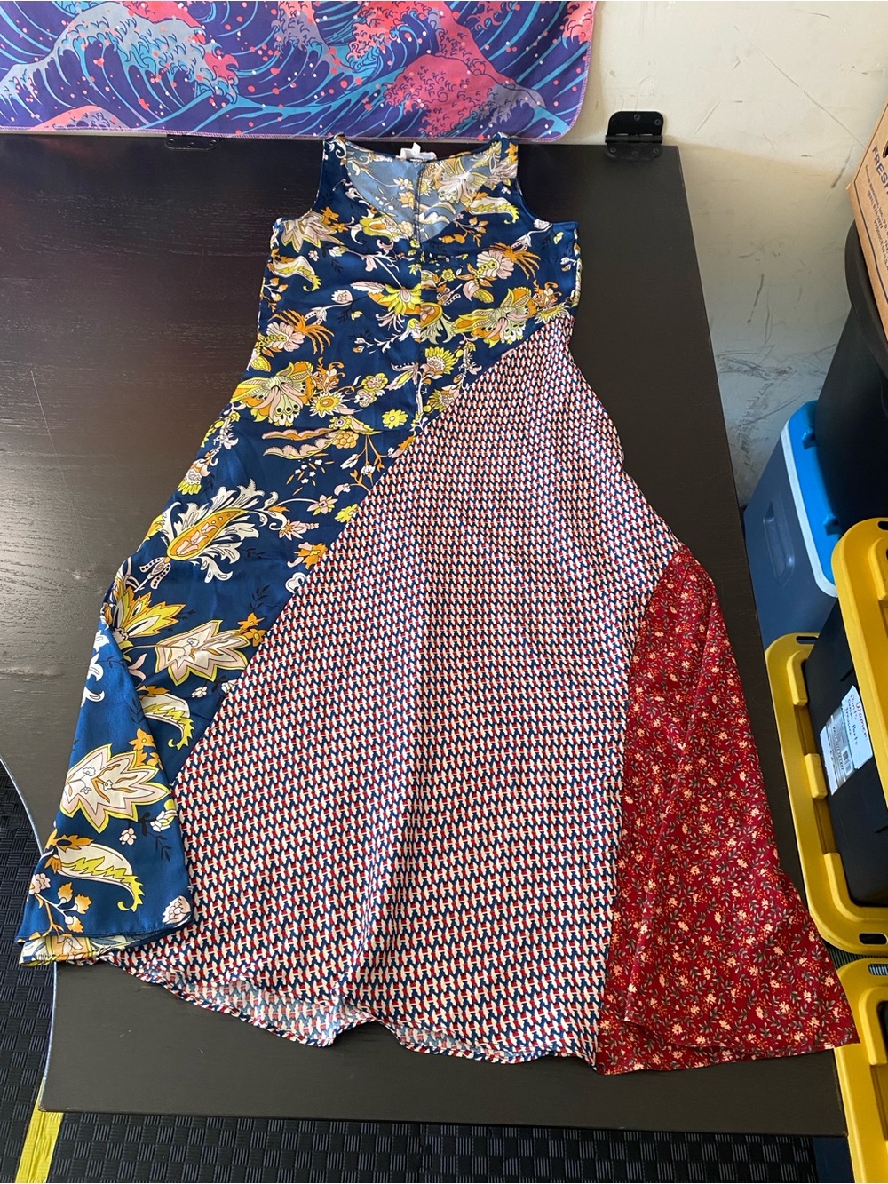 MELLODAY Navy, Yellow & Red Patchwork Maxi Dress for Girls
